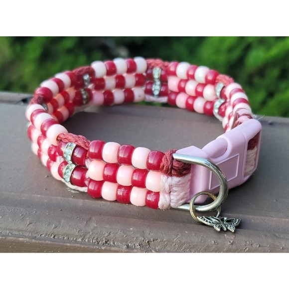Custom Handmade Beaded Bling Dog Collar - Picture 1 of 3